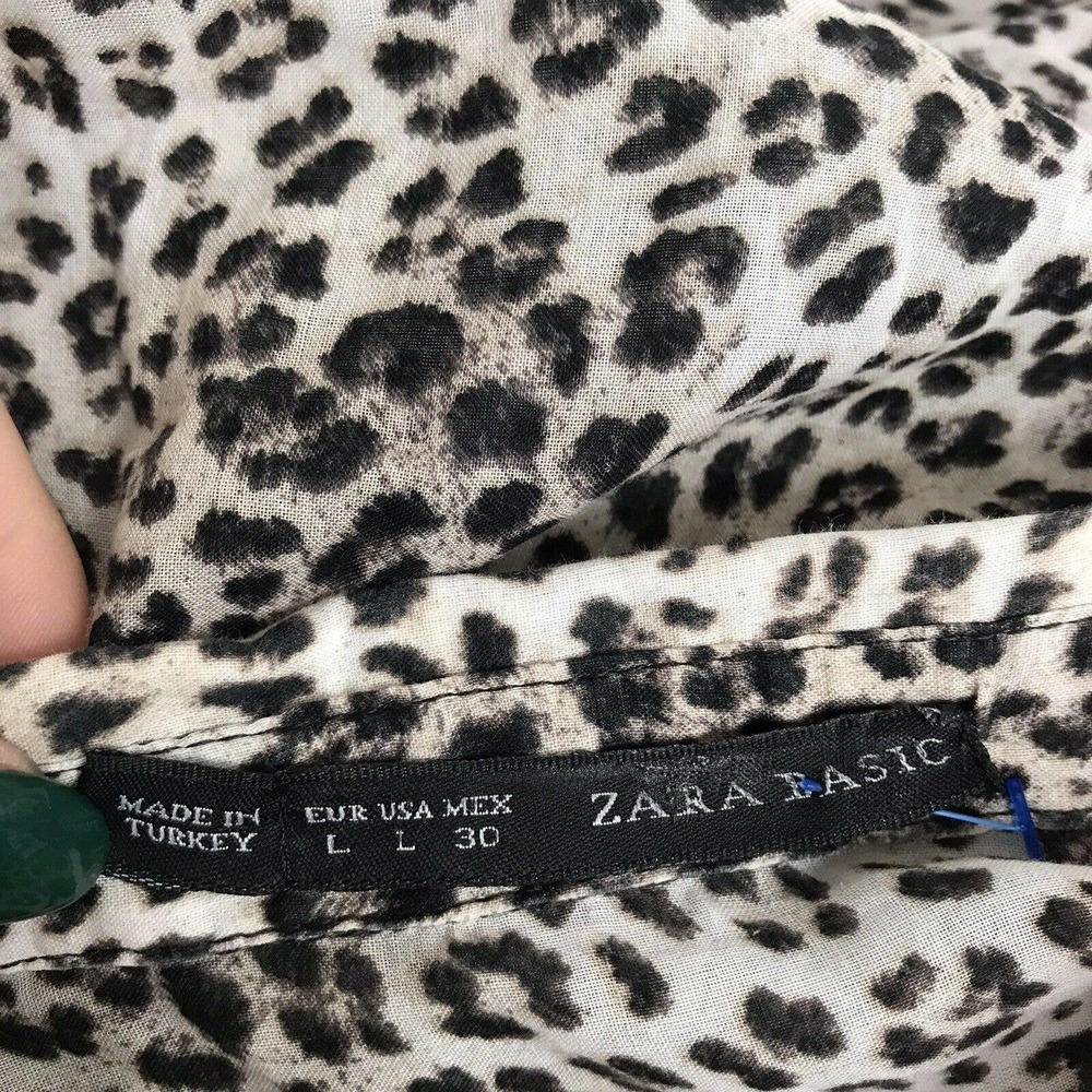 Zara Basic Cheetah Button Front Blouse - image 4